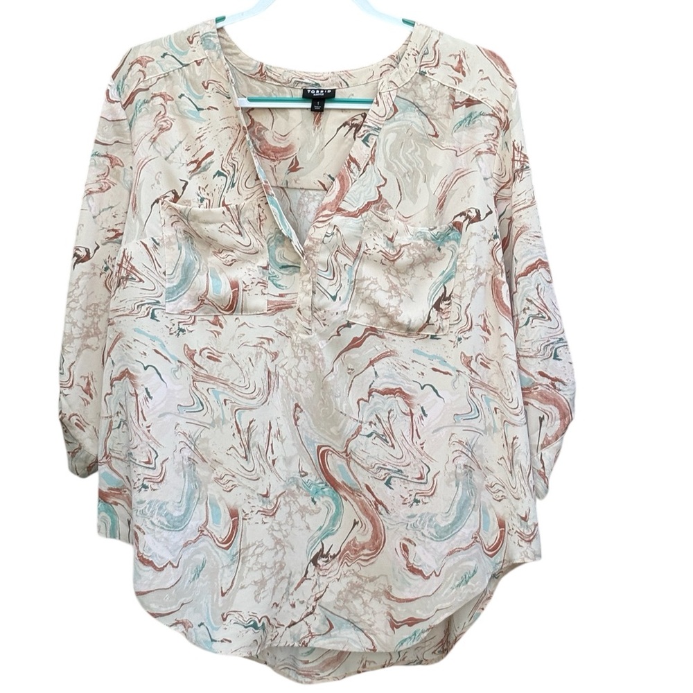 Torrid Harper Watercolor Art to Wear Modern Girly Angelcore Shirt Blouse Sz 1
